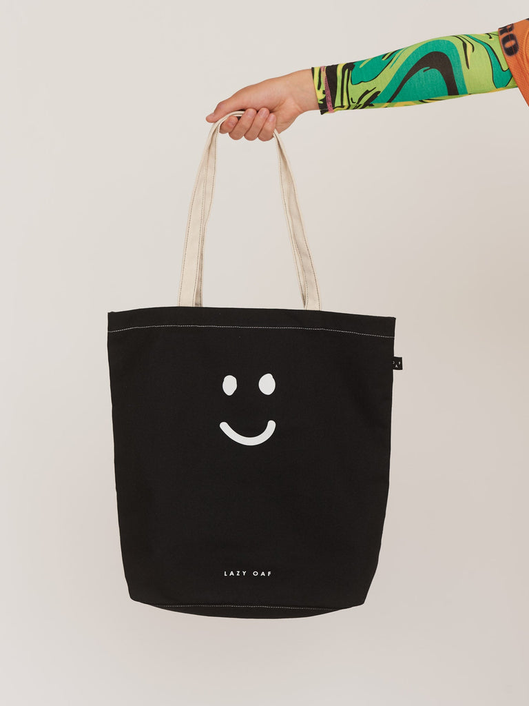 Black Happy Sad Tote Bag – Lazy Oaf