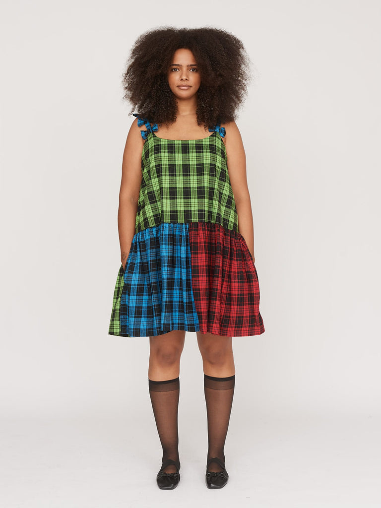 Colour Block Bow Mini Dress Lazy Oaf