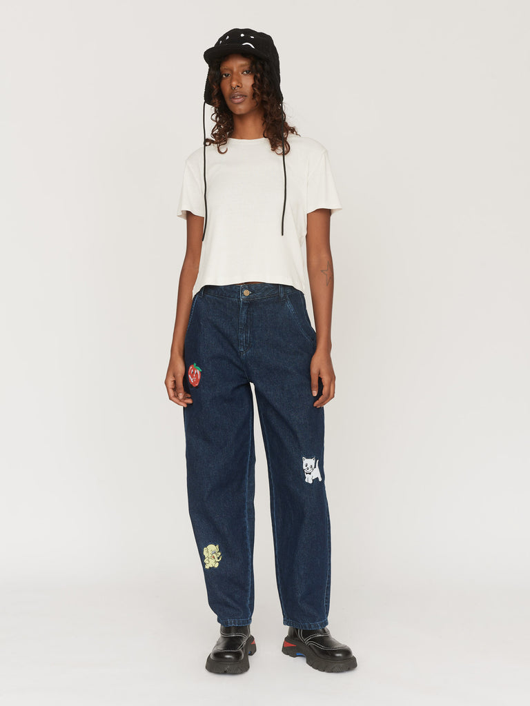 NEW Lazy Oaf Kick It In the Bud (Sunflower) Wide Pants Jeans, size 26 /  US 4