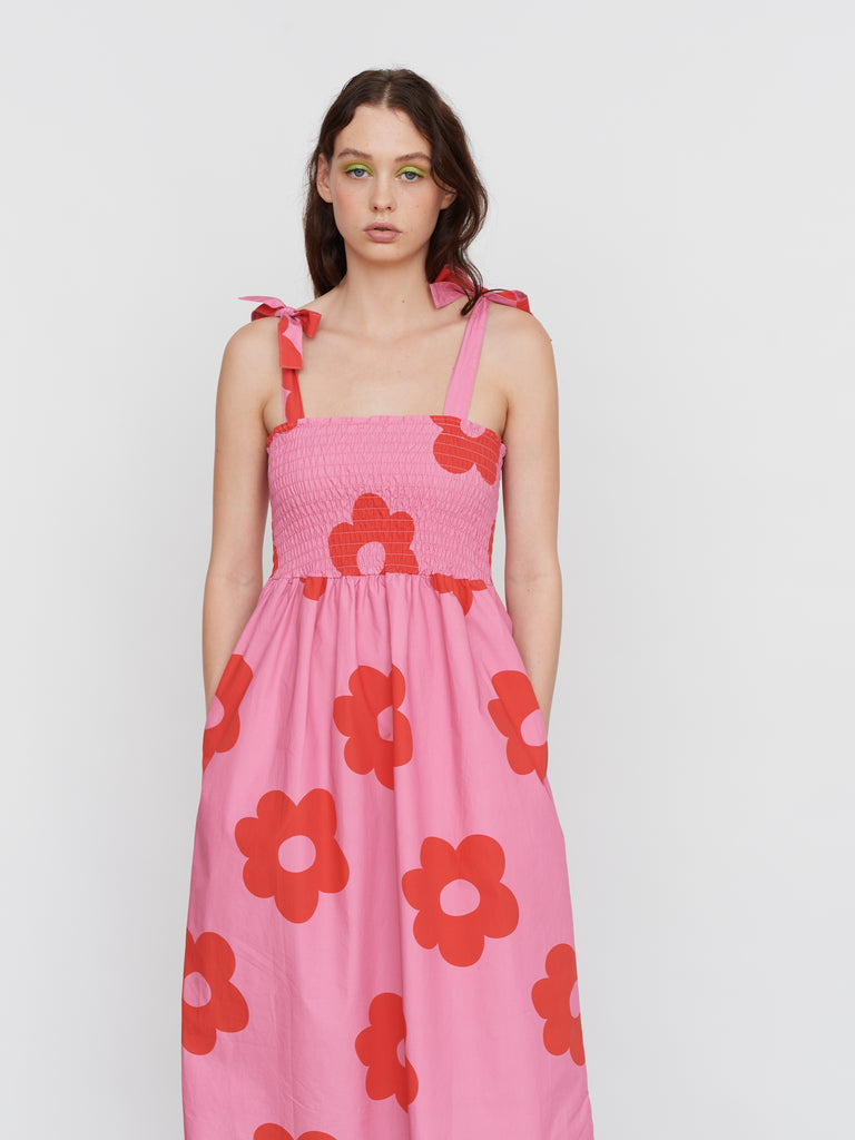 Lazy Oaf Red Flower Smock Dress