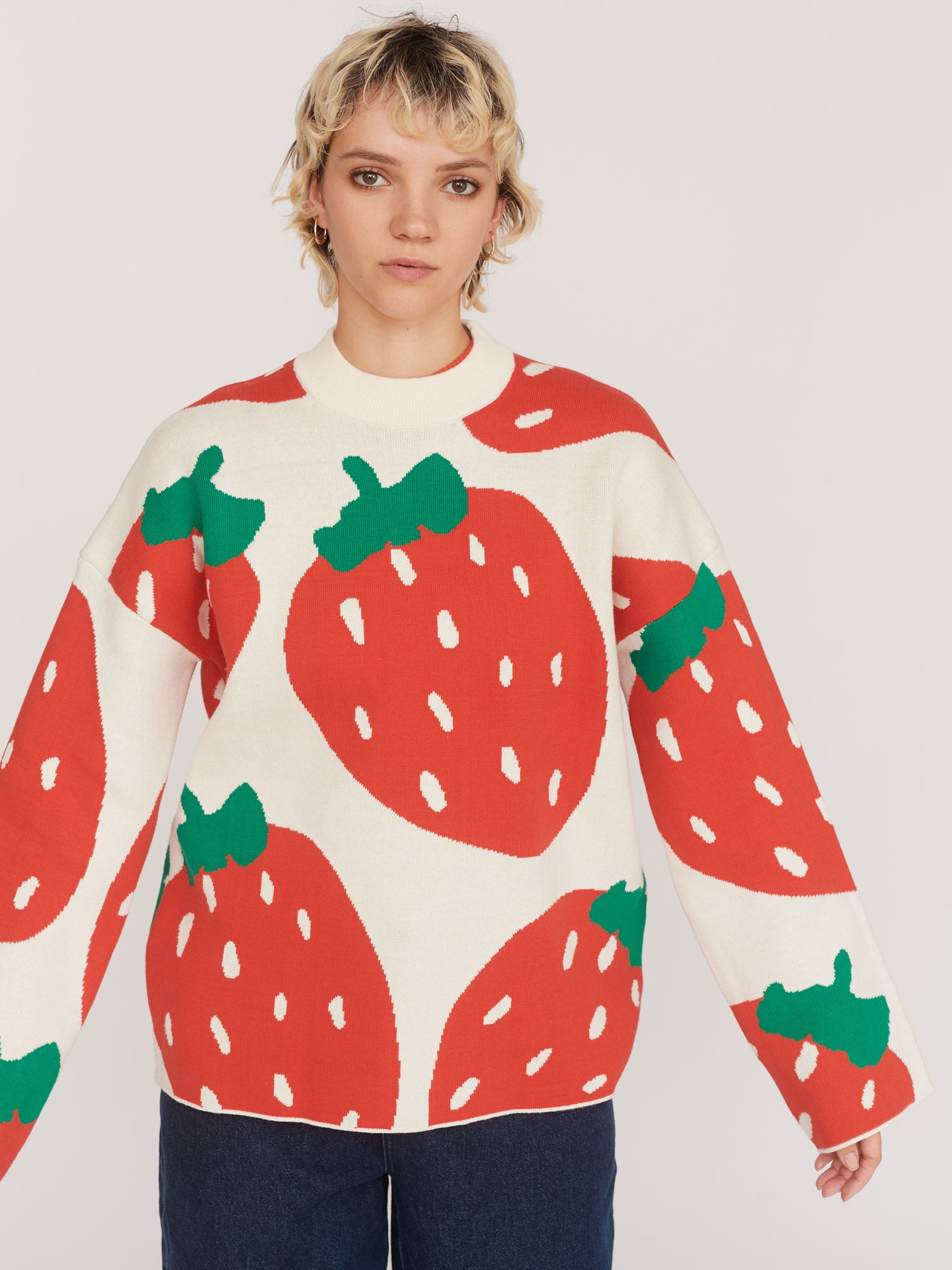 Strawberry Shortcake Pink Pullover Oversized Sweater XXS - Sweaters