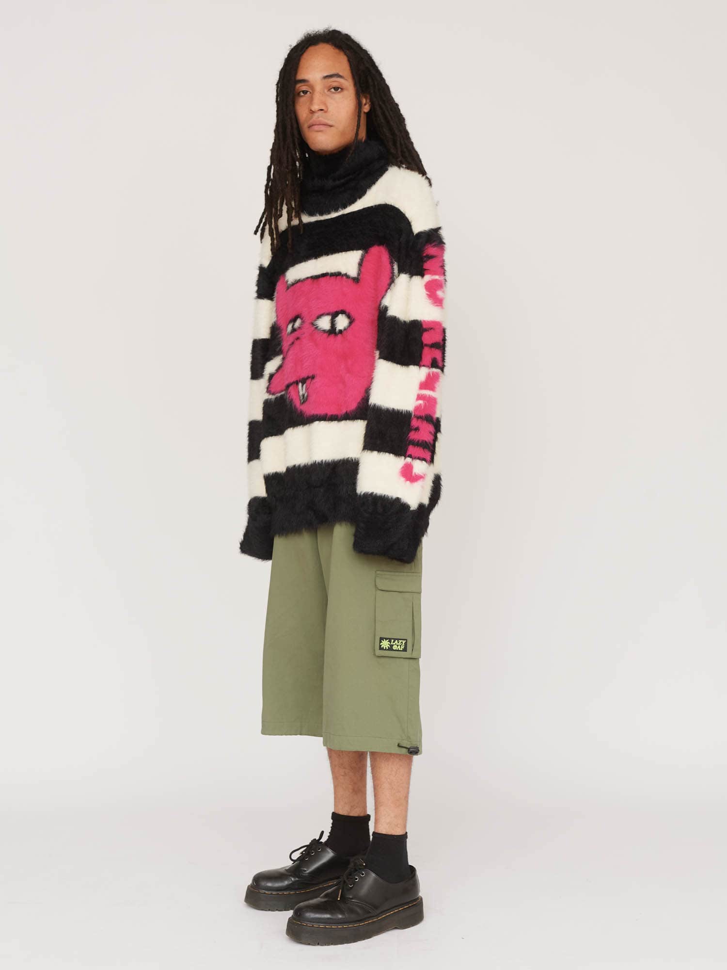 Lazy oaf striped roll neck jumper hotsell