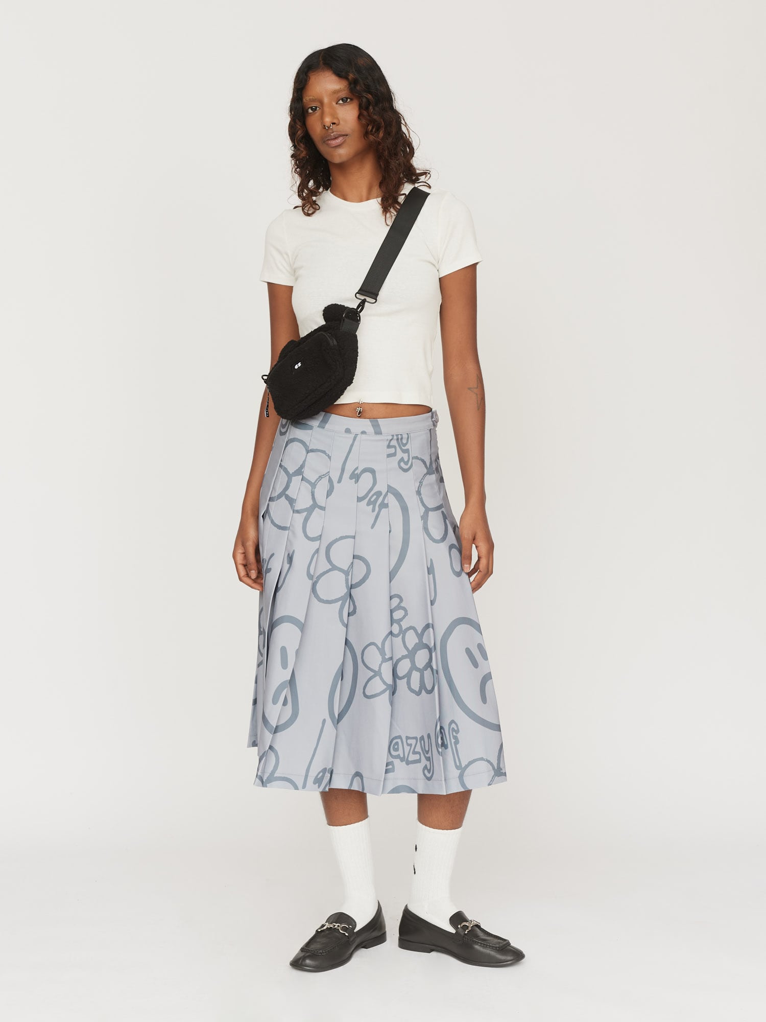 Happy Sad Pleated Split Skirt Lazy Oaf