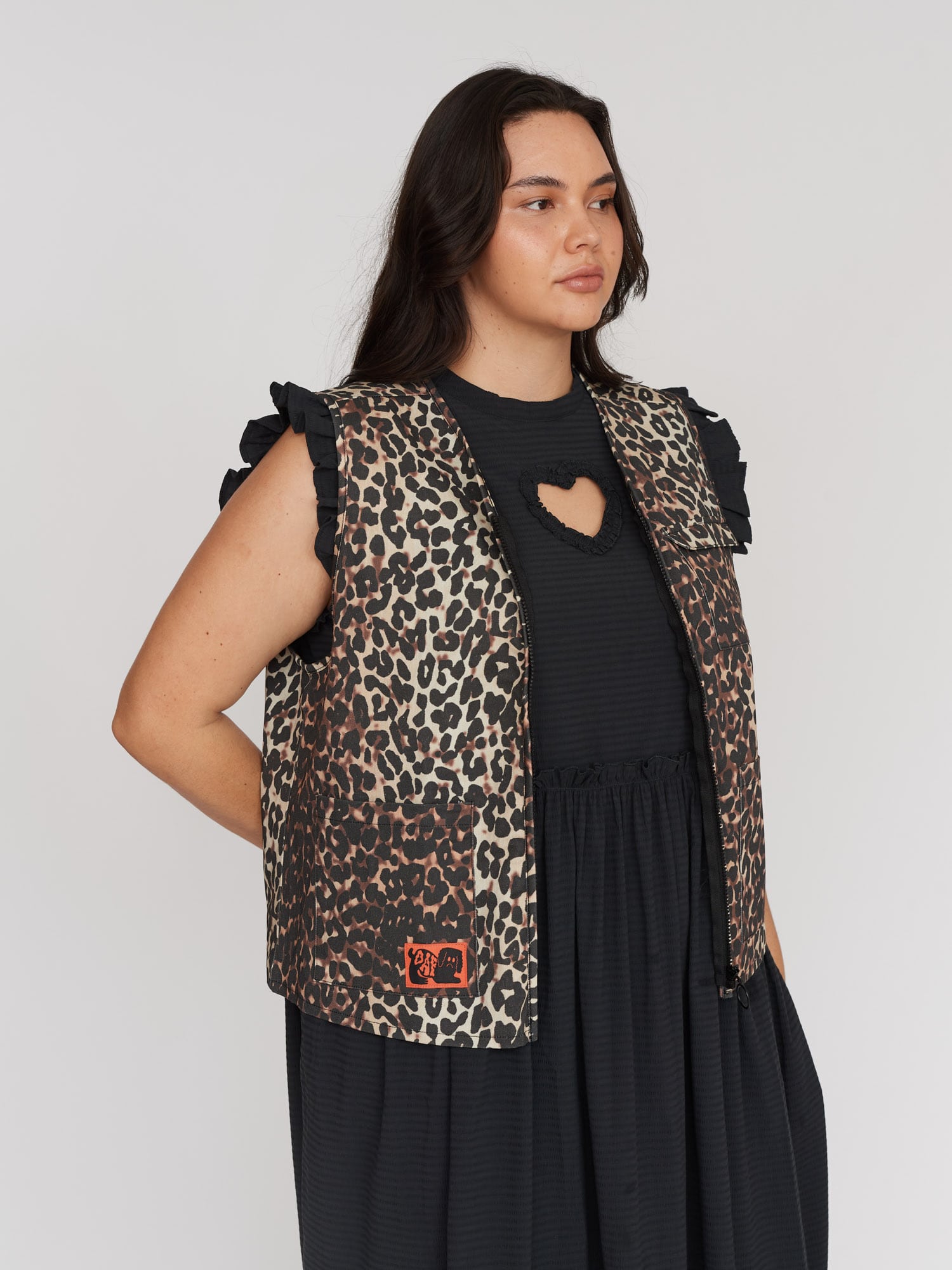 Plus size leopard vest best sale