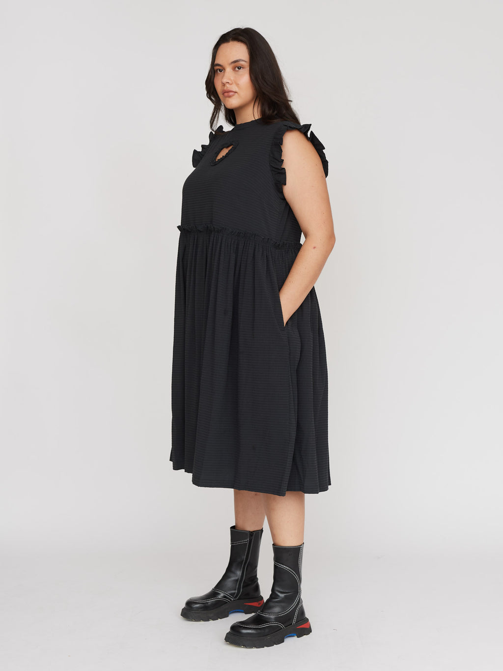 Black Cut Out Heart Midi Dress