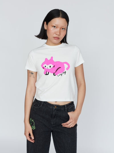 Pink Kitty Fitted Tee