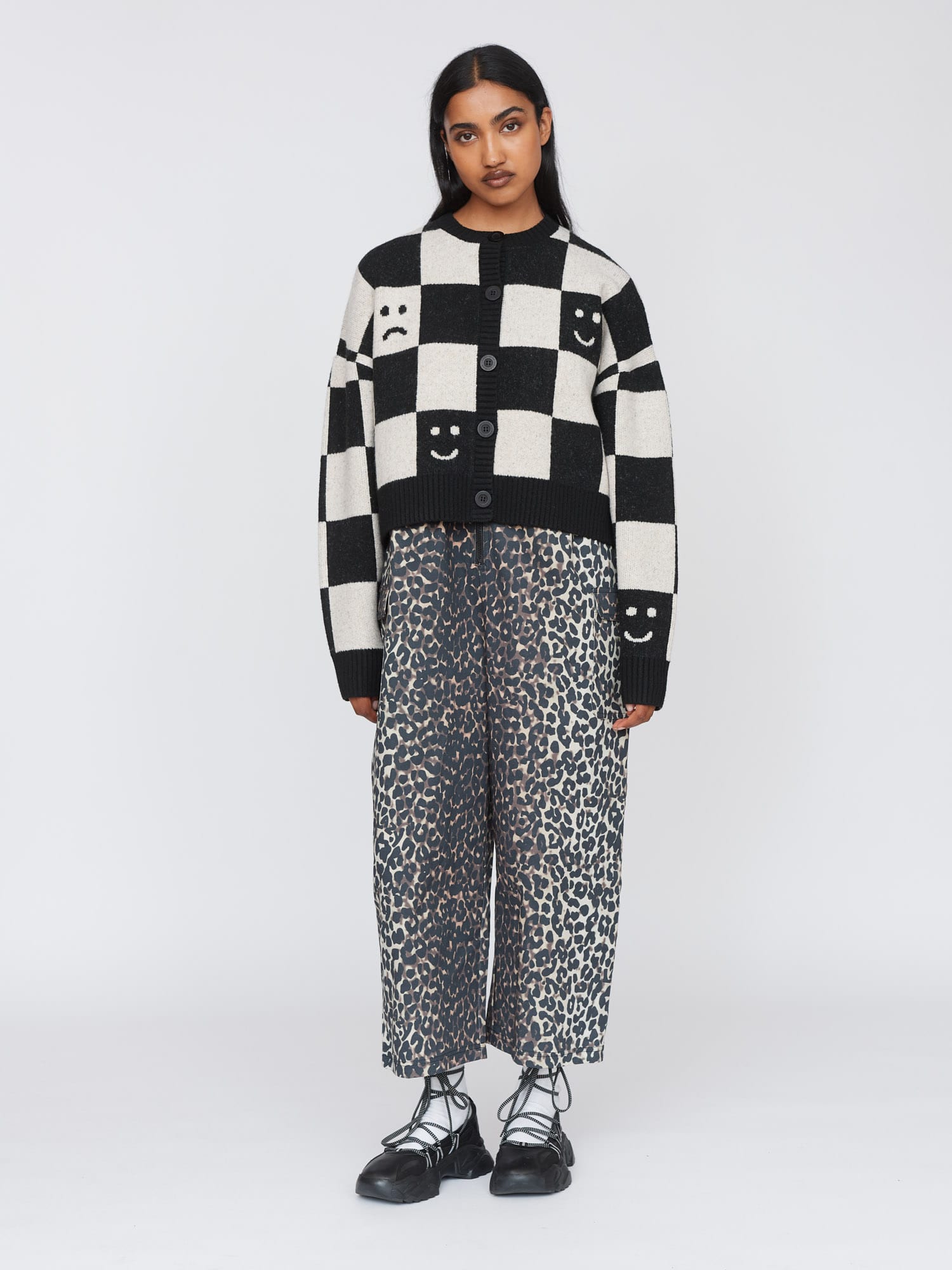Lazy oaf checkerboard cardigan sales
