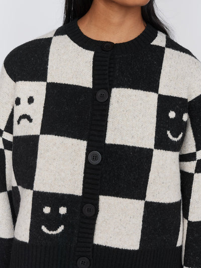 Happy Sad Checkerboard Cardigan - SHIPPING FROM 21/10