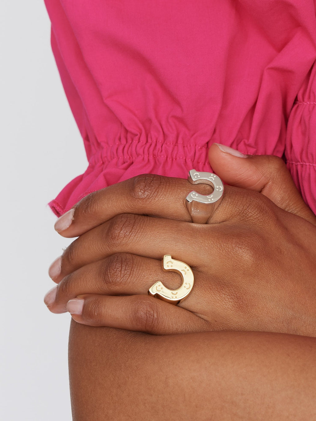 LO x Good Daze Happy Sad Lucky Horseshoe Ring Gold