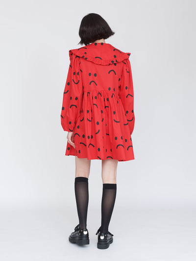 Happy Sad Ruffle Collar Dress