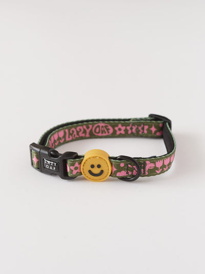 Happy Sad Khaki Dog Collar