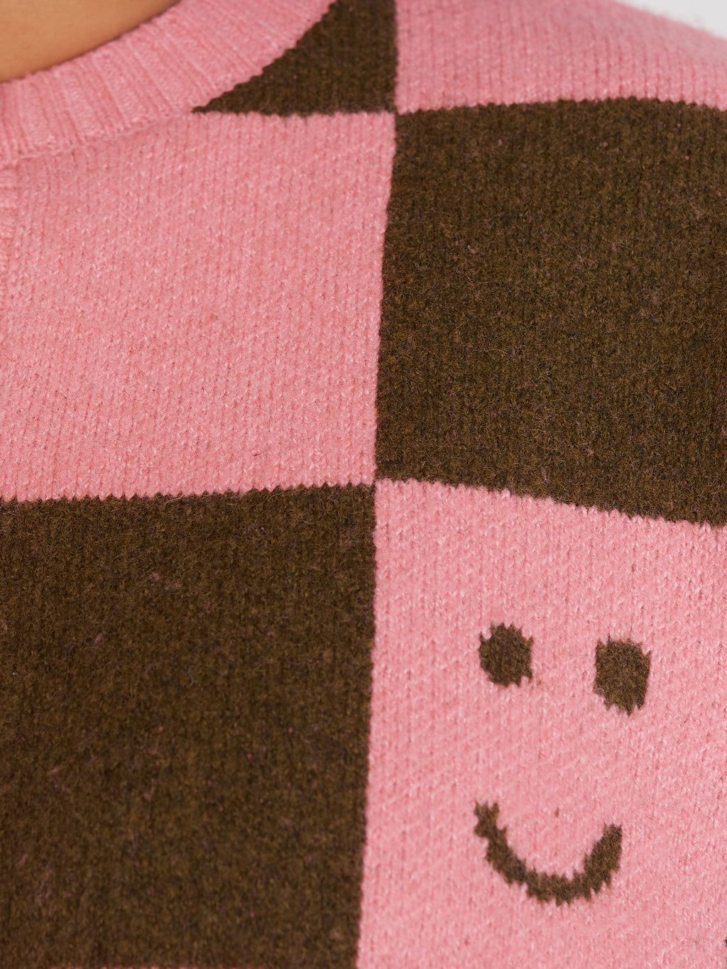 Happy Sad Pink & Khaki Checkerboard Cardigan