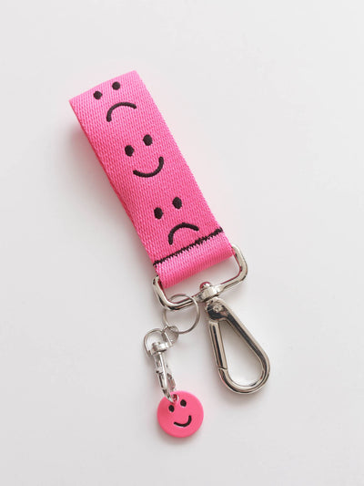 Pink Happy Sad Keyring