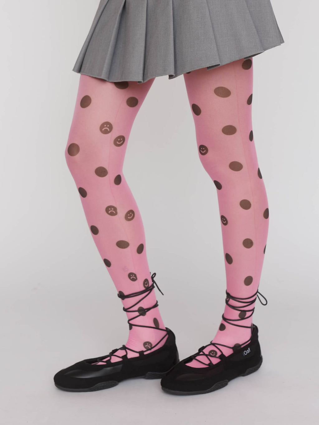 Happy Sad Pink Polka Dot Tights