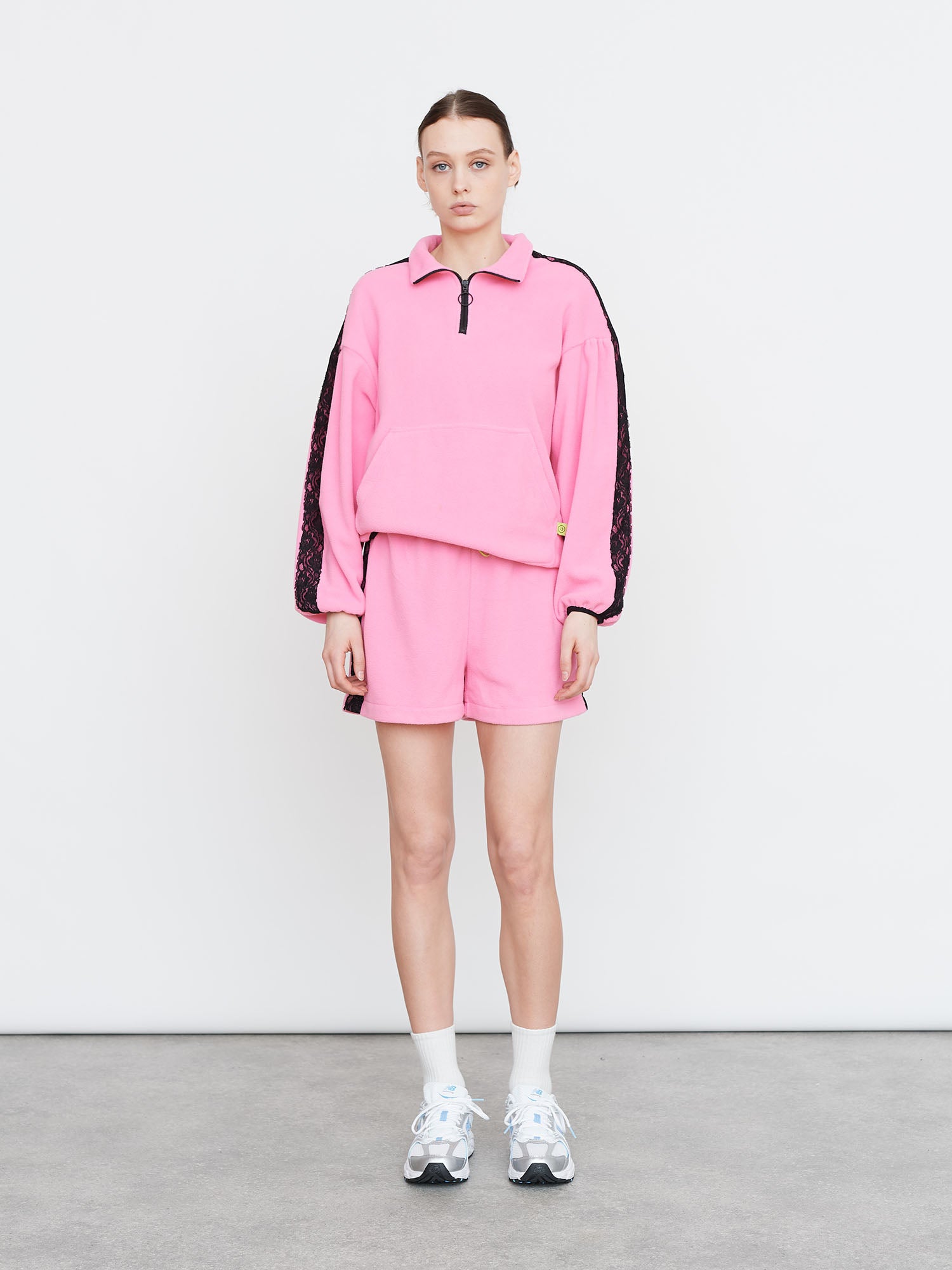 Lazy oaf pink polar fleece hot sale zip sweat