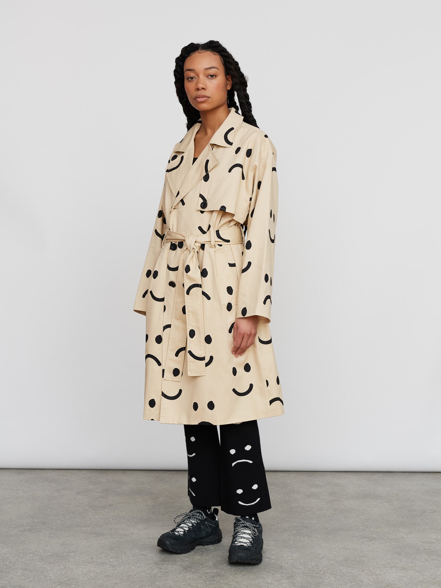 Happy Sad Trench Coat Lazy Oaf