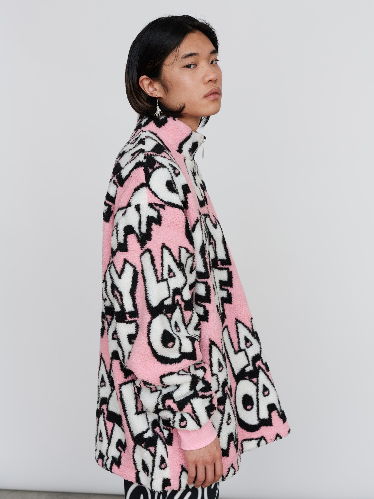 Lazy oaf pink deals polar fleece zip sweat