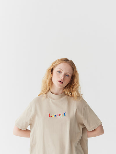 Lazy Oaf Sans Serif T-Shirt - Beige