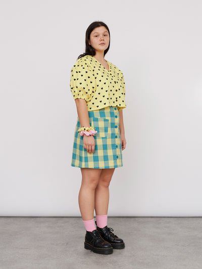 Lazy Oaf Blue and Yellow Gingham Skirt