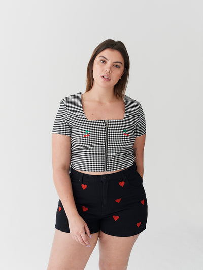 Lazy Oaf Cherry Boob Gingham Top