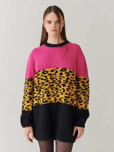 G.E.M. Colour Block Leopard Jumper