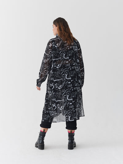 Lazy Oaf Drawn Out Sheer Shirt Dress