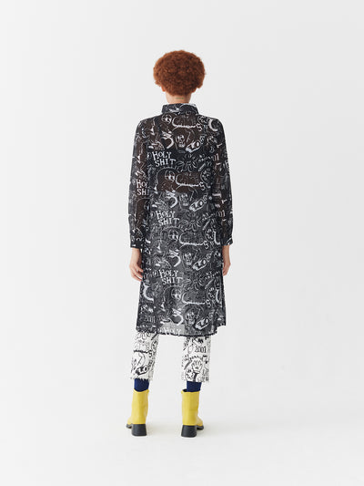 Lazy Oaf Drawn Out Sheer Shirt Dress