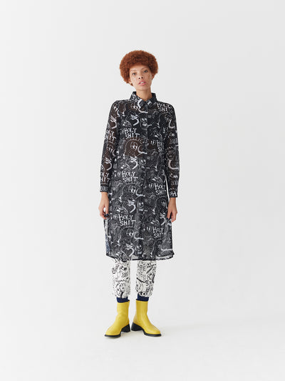 Lazy Oaf Drawn Out Sheer Shirt Dress