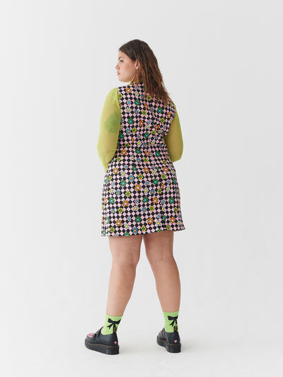 Lazy Oaf Flower Check Zip Up Dress