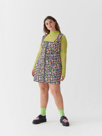 Lazy Oaf Flower Check Zip Up Dress