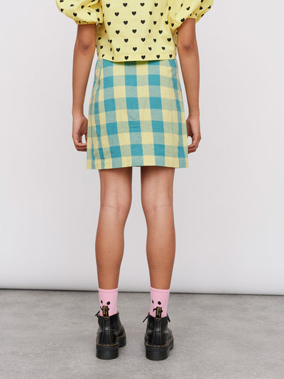 Lazy Oaf Blue and Yellow Gingham Skirt