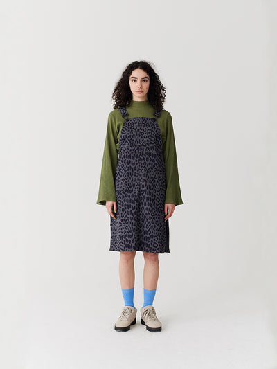 Lazy Oaf Grey Leopard Pinafore Dress