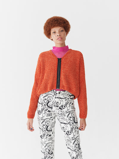 Lazy Oaf Orange Zip Up Cardigan