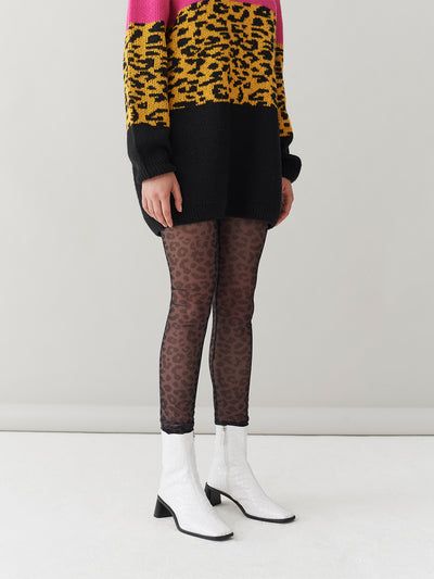 G.E.M. Tonal Leopard Sheer Leggings